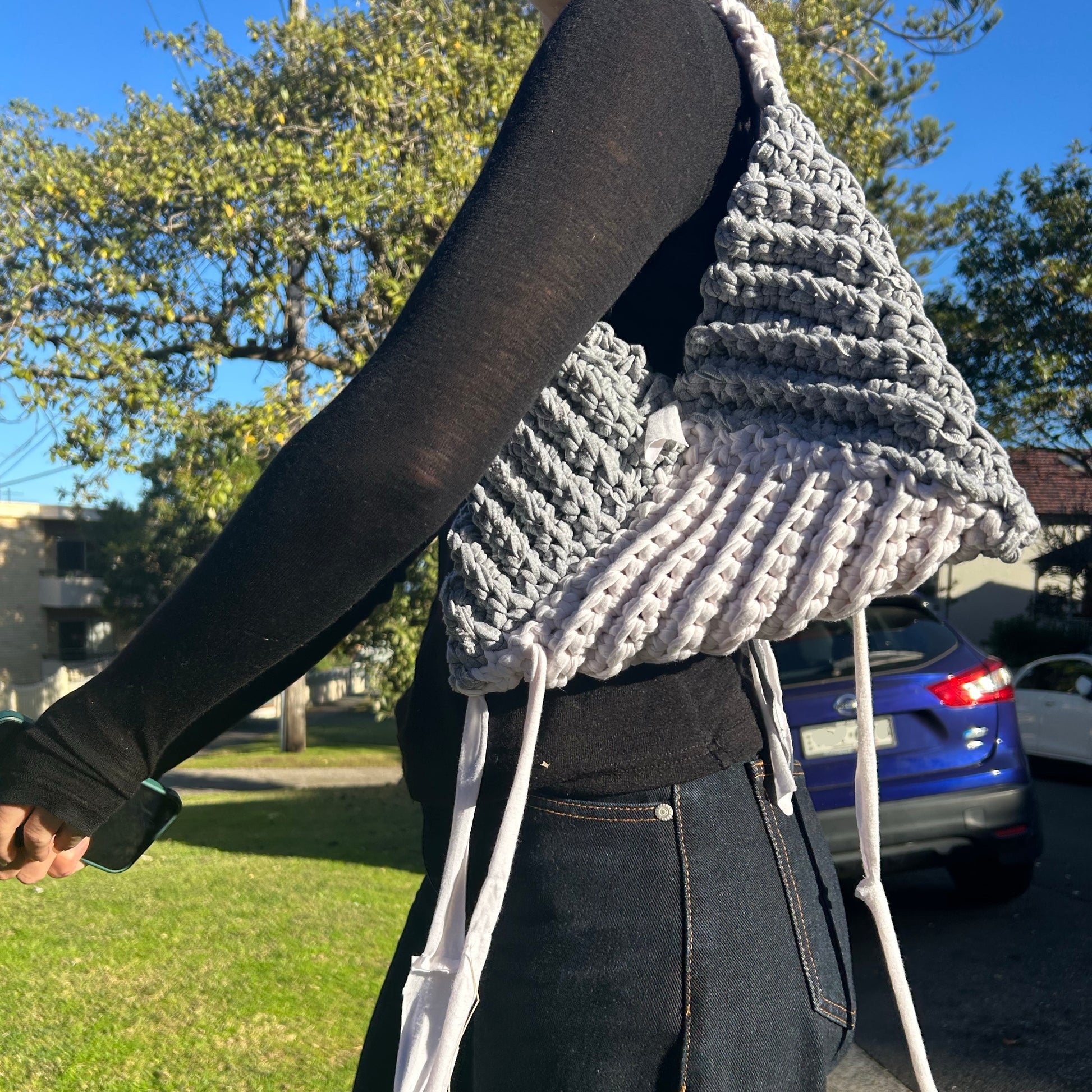 Shoulder Bag - Grey x White