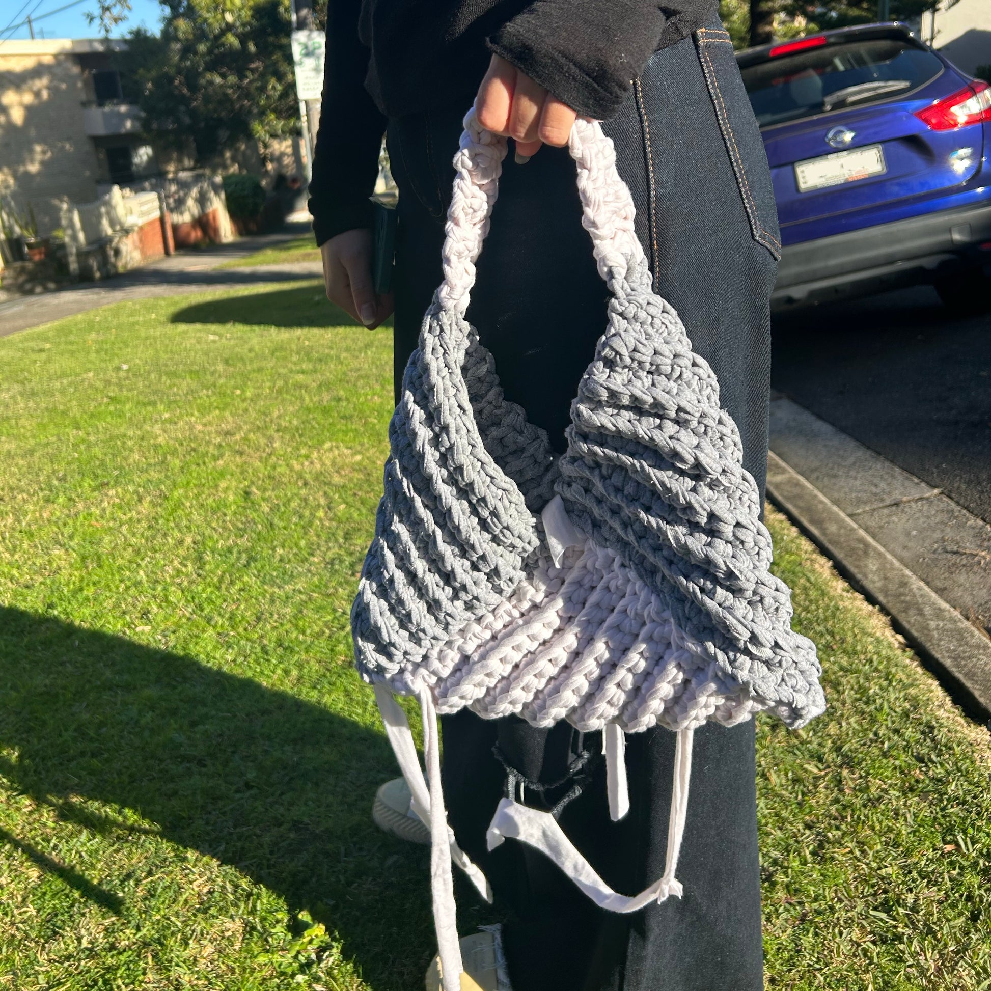 Shoulder Bag - Grey x White